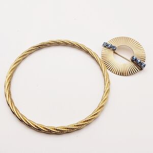 Vintage Bracelet & Brooch Set Gold Tone